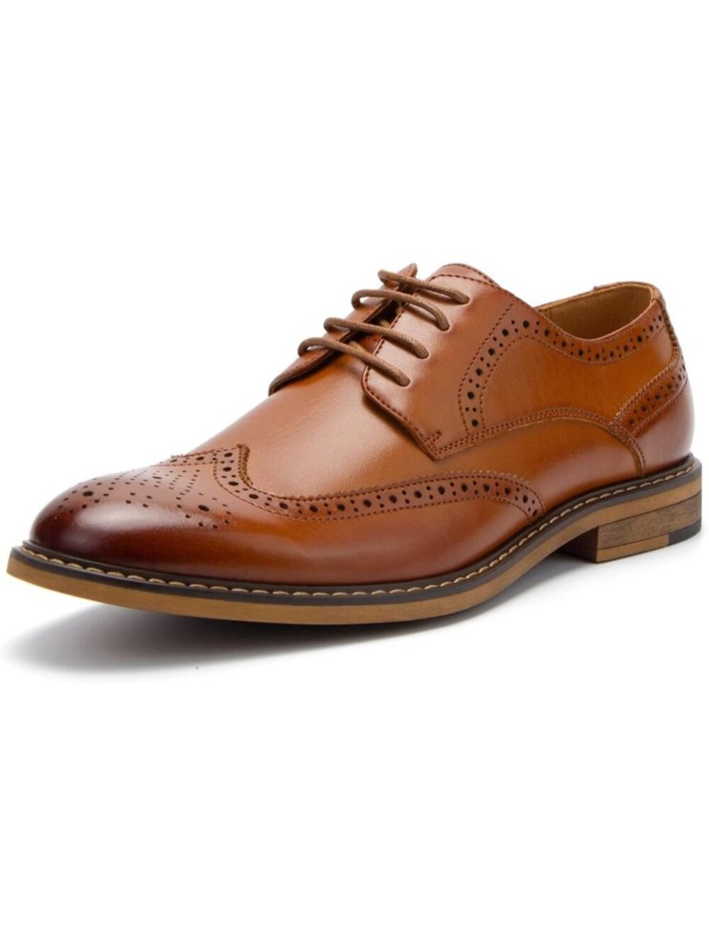 Men Brown Wingtip Brogue Cap Toe Lace-Up Comfort Formal Oxford Derby Dress Shoes